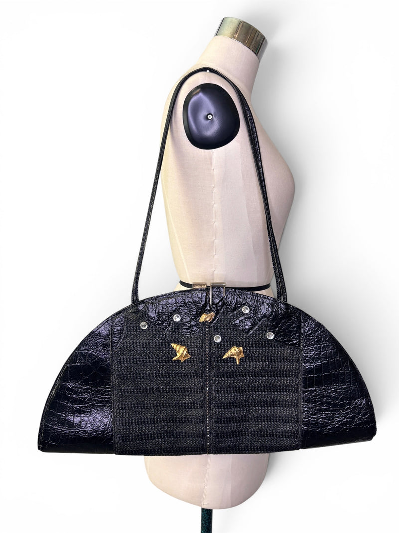 Seashell Socialite | Vintage Leo Isba Made in France Leather Statement Bag