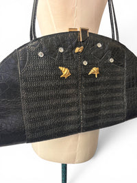 Seashell Socialite | Vintage Leo Isba Made in France Leather Statement Bag
