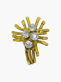 Brutalist Meets Rhinestones | Vintage Sculptural Clip-On Earrings