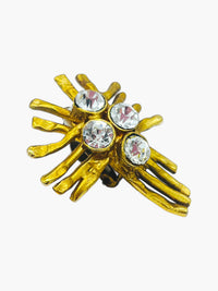 Brutalist Meets Rhinestones | Vintage Sculptural Clip-On Earrings