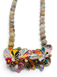 Vintage David Kuo Champlevé Enamel Necklace & Earrings Set | Artisan Statement Jewelry
