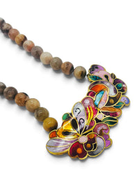Vintage David Kuo Champlevé Enamel Necklace & Earrings Set | Artisan Statement Jewelry