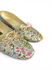 60s Daniel Green "Garden Party" Metallic Floral Brocade Slippers