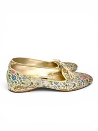 60s Daniel Green "Garden Party" Metallic Floral Brocade Slippers
