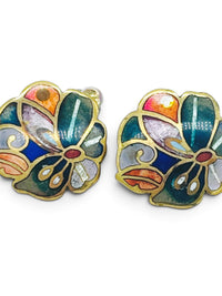 Vintage David Kuo Champlevé Enamel Necklace & Earrings Set | Artisan Statement Jewelry