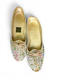 60s Daniel Green "Garden Party" Metallic Floral Brocade Slippers