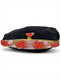 Rare French 1920s–1940s Coral Glass Beaded Evening Bag | Midnight Garden Filigree Clutch