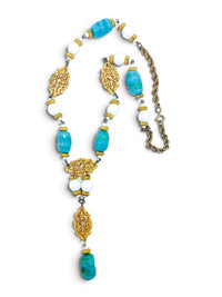 Turquoise Reverie | Vintage 70s Castlecliff Glass Necklace and Earring Set