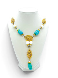 Turquoise Reverie | Vintage 70s Castlecliff Glass Necklace and Earring Set