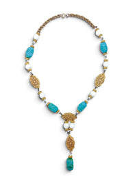Turquoise Reverie | Vintage 70s Castlecliff Glass Necklace and Earring Set
