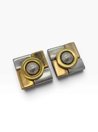 Modernist Mosaic | Vintage Virginia Shepley Two-Tone Clip-On Earrings