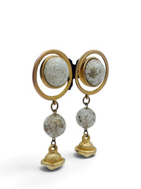 Celestial Orbit | Vintage Matte Gold Sculptural Drop Earrings