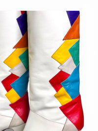 Antonio Rossi Geometric Colorblock Leather Statement Boots