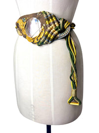 Earthbound Treasure | 1980s Manett Artisanal Mixed Media Leather Statement Belt