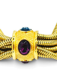 Gilded Currents: Vintage Givenchy Amethyst Crystal Multi-Strand Necklace