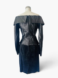 Michael Hoban for North Beach Leather | Sculptural Black Leather & Suede Dress