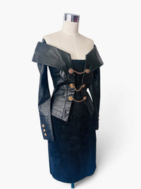 Michael Hoban for North Beach Leather | Sculptural Black Leather & Suede Dress