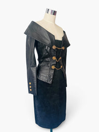 Michael Hoban for North Beach Leather | Sculptural Black Leather & Suede Dress