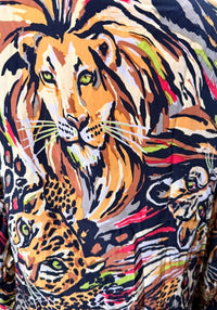 Bob Mackie Wearable Art Silk Wild Cat Blouse — Circa 1990s