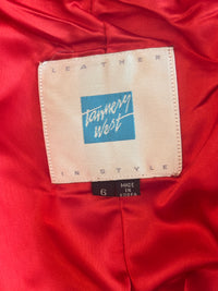 Vintage Tannery West Red Leather Ruffle Halter Dress