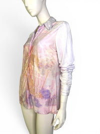 Pastel Reverie | 1970s Scenic Romantic Pastel Print Blouse