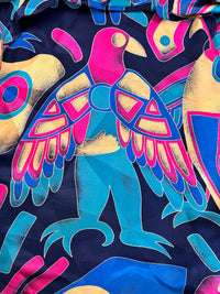 Tropical Modernist | George Gross 100% Silk Geometric Abstract Parrot Blouse