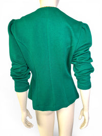 Jeffrey & Dara Vintage Emerald Knit Jacket with Gold Twisted Rope Detail