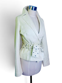 Pearl & Edge: Caché Pearlescent Cream Leather Jacket