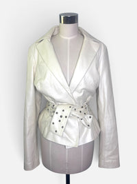 Pearl & Edge: Caché Pearlescent Cream Leather Jacket