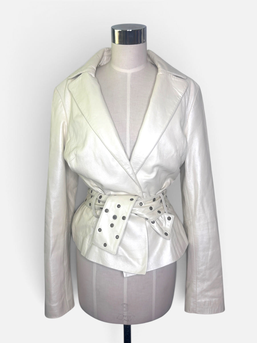 Pearl & Edge: Caché Pearlescent Cream Leather Jacket