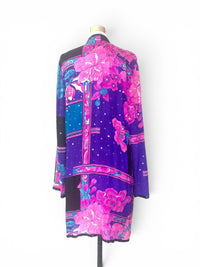 Vintage Judith Ann Creations Silk Sequin Floral Duster Jacket