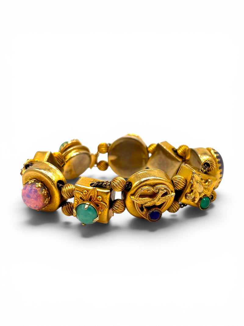 Vintage Mystical Symbolic Charm Bracelet | Scarabs, Serpents and Dragon's Breath