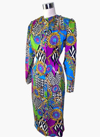 Anna and Frank Vintage Electric Baroque 1990s Silk Jacquard Dress