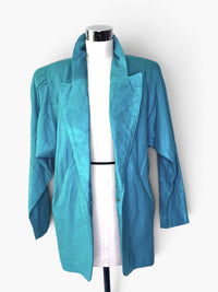 Vintage 1980s Teal Statement Leather Jacket | Confecciones Victoria