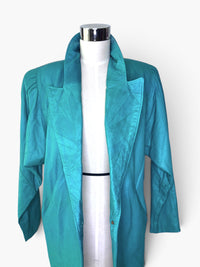 Vintage 1980s Teal Statement Leather Jacket | Confecciones Victoria