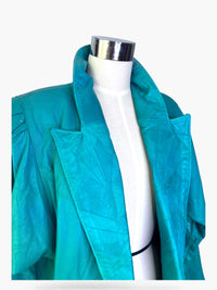 Vintage 1980s Teal Statement Leather Jacket | Confecciones Victoria