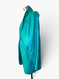 Vintage 1980s Teal Statement Leather Jacket | Confecciones Victoria