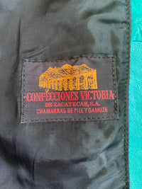 Vintage 1980s Teal Statement Leather Jacket | Confecciones Victoria