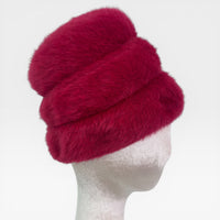Vintage 60's Cranberry Kiss Angora Fur Statement Hat by Christine Original