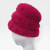 Vintage 60's Cranberry Kiss Angora Fur Statement Hat by Christine Original