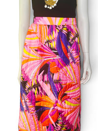 Vintage 1970s Dynasty for I. Magnin Quilted Tropical Maxi Skirt