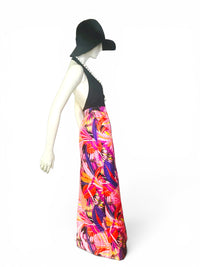 Vintage 1970s Dynasty for I. Magnin Quilted Tropical Maxi Skirt