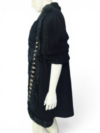 Vintage Amber Dawn Angora Sweater with Striped Fur Panels | Dramatic 1980s Editorial Knit