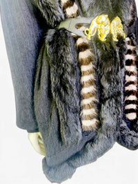 Vintage Amber Dawn Angora Sweater with Striped Fur Panels | Dramatic 1980s Editorial Knit