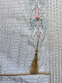 Vintage 70s Ivory Embroidered Caftan with Gold Tassel and Rope Detail