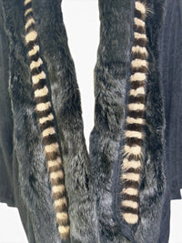 Vintage Amber Dawn Angora Sweater with Striped Fur Panels | Dramatic 1980s Editorial Knit