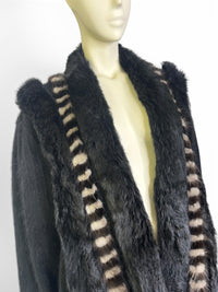 Vintage Amber Dawn Angora Sweater with Striped Fur Panels | Dramatic 1980s Editorial Knit