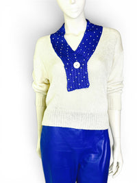 Vintage Nannell 80s Rhinestone Sailor Collar Sweater