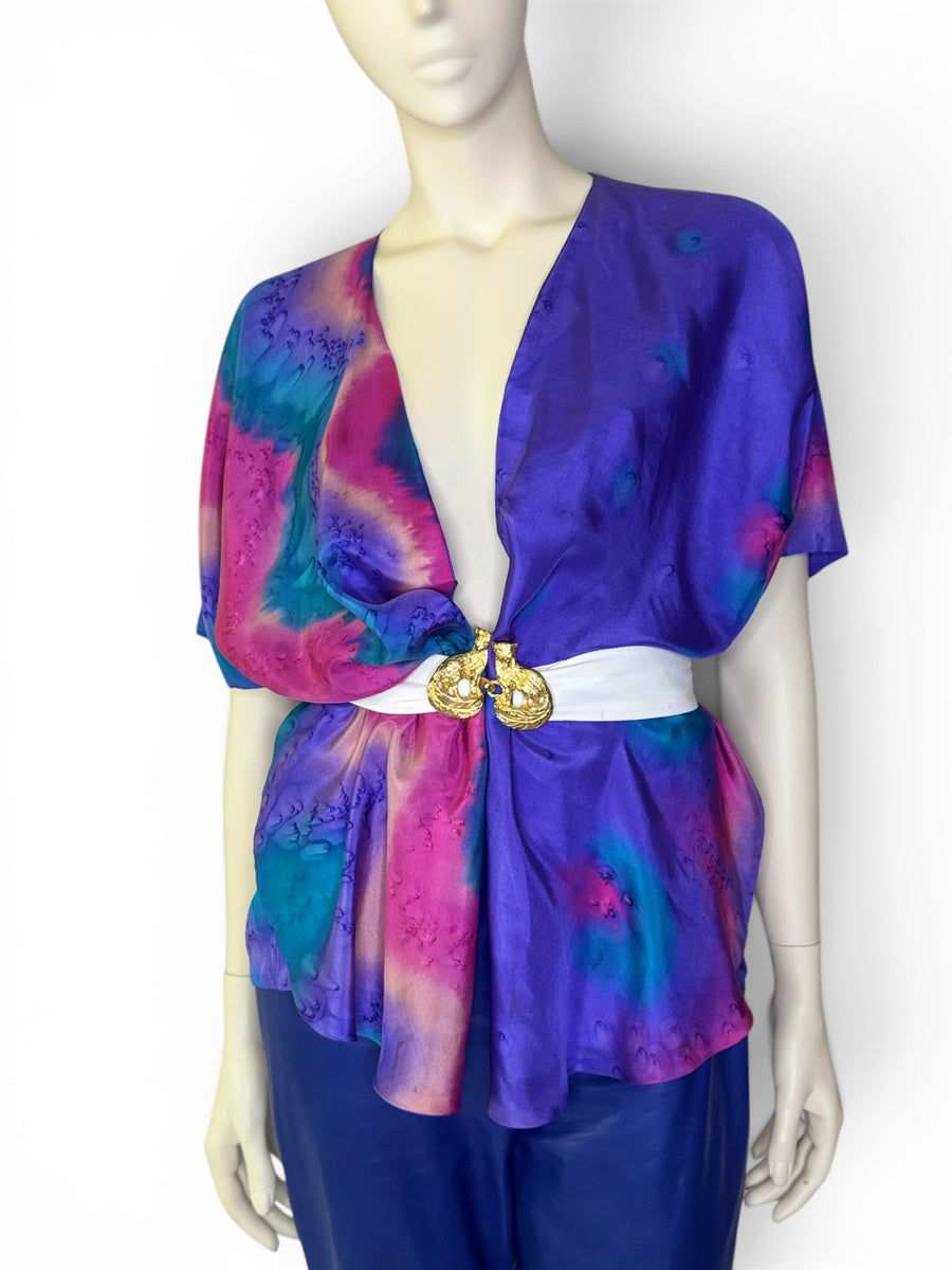Hand-Painted Silk Tie-Dye Swing Duster | Wearable Textile Art