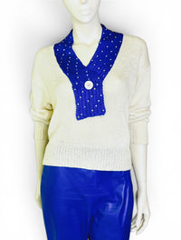 Vintage Nannell 80s Rhinestone Sailor Collar Sweater